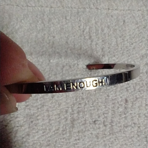 Silvertone I am enough cuff bracelet - Picture 1 of 3